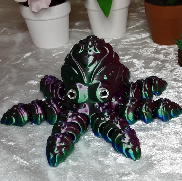 Handmade 3D Printed Articulated Octopus Green Pink - Picture 5 of 5